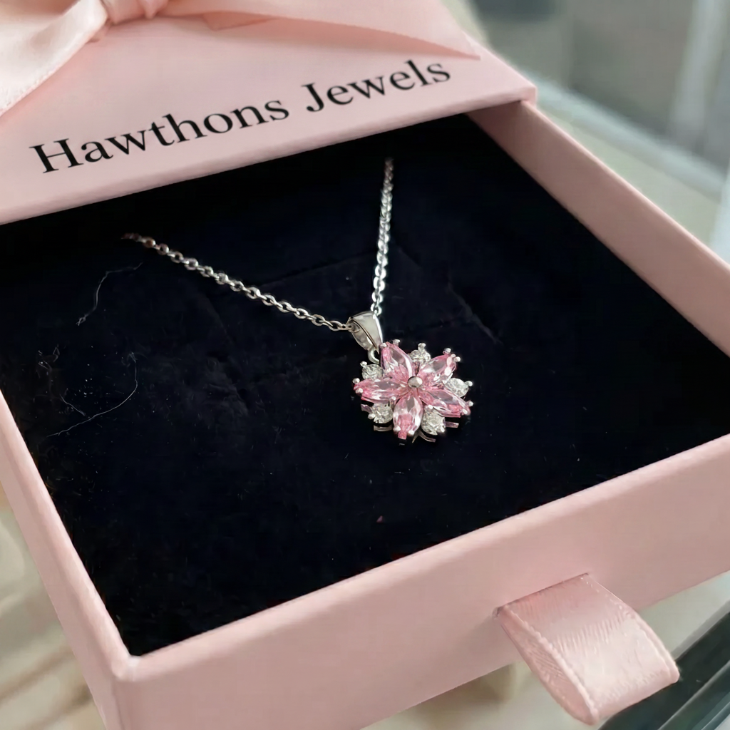 Cherry Blossom Necklace | White Gold