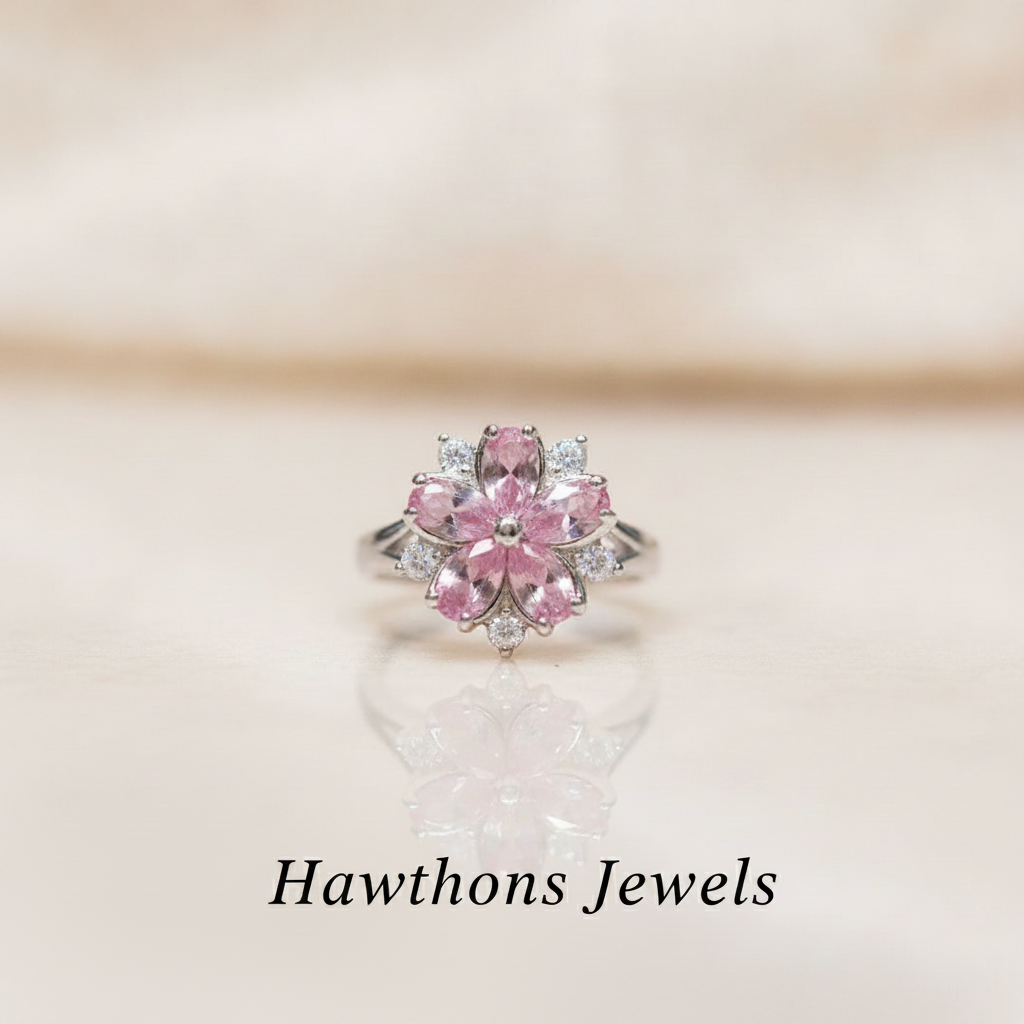 Cherry Blossom Ring | White Gold