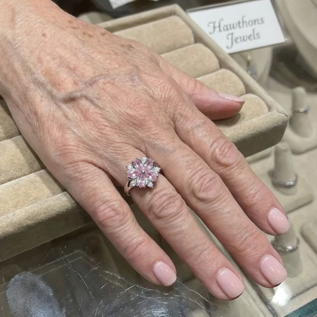 Cherry Blossom Ring | White Gold