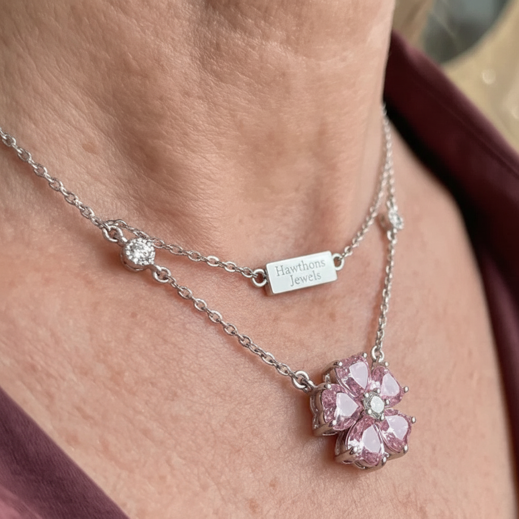 Petalglow Flower Pendant Necklace | White Gold
