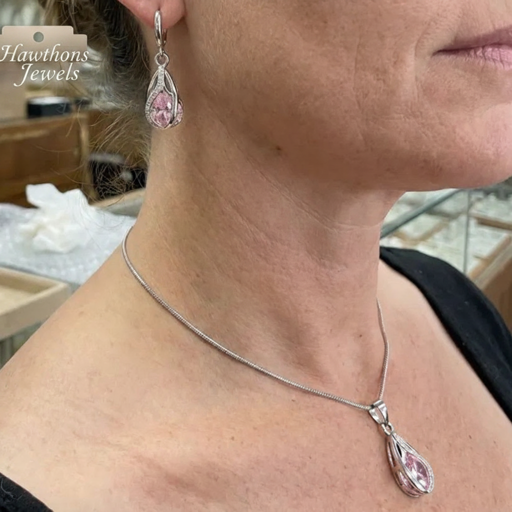 Rosalith Lumen Twist Jewelry Set | White Gold