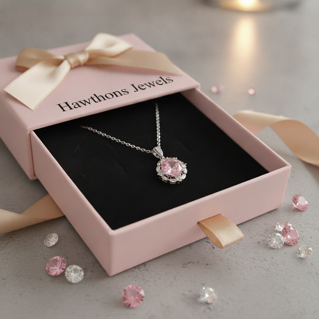 Rose Lotus Halo Necklace | White Gold