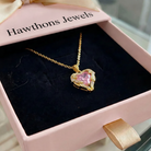Angel Embrace Pink Heart Necklace | Gold
