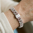 Arctic Blush Cuban Bracelet | White Gold