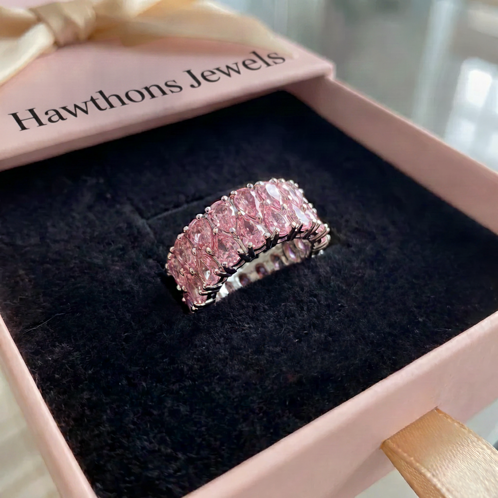 Blush Cascade Eternity Ring | White Gold
