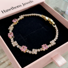 Blush Squares Tennis Bracelet | Gold