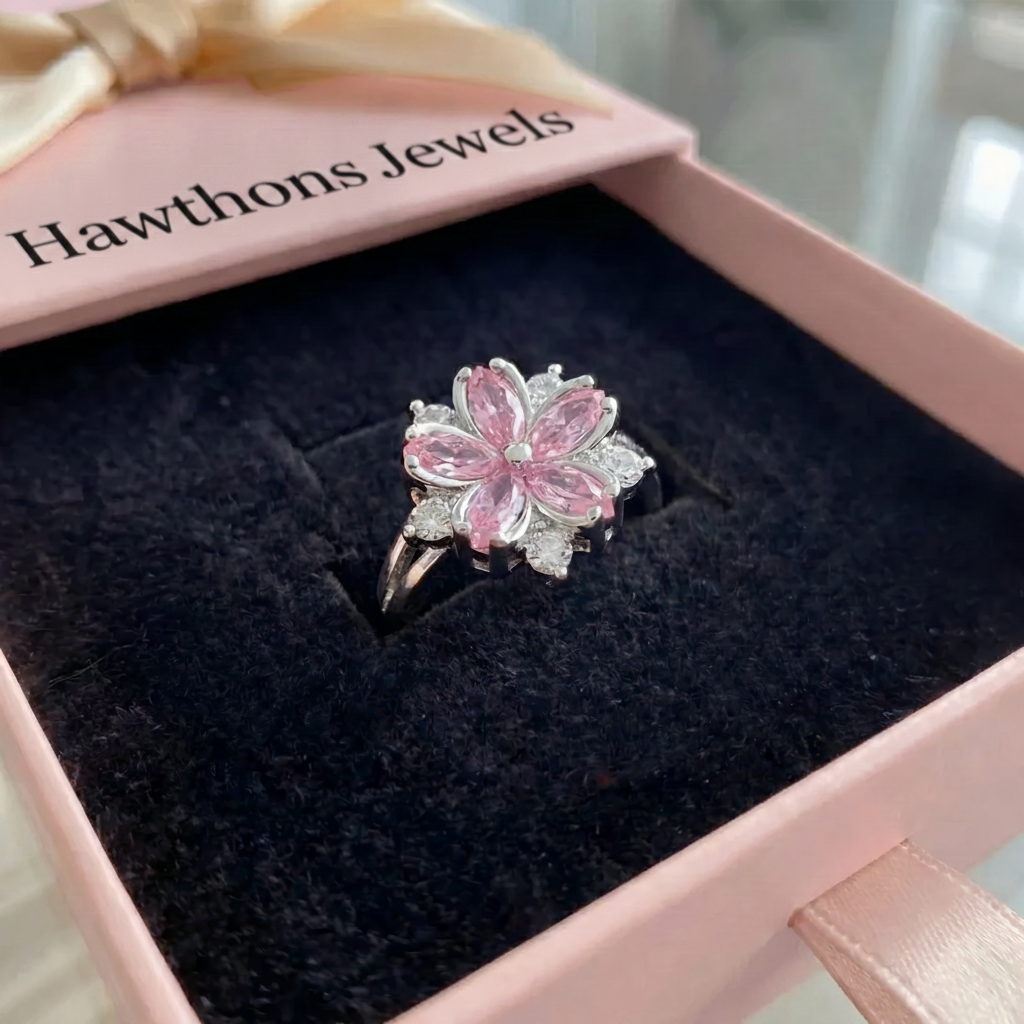 Cherry Blossom Ring | White Gold