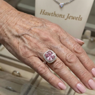 Cushion Pink Sapphire Ring | White Gold