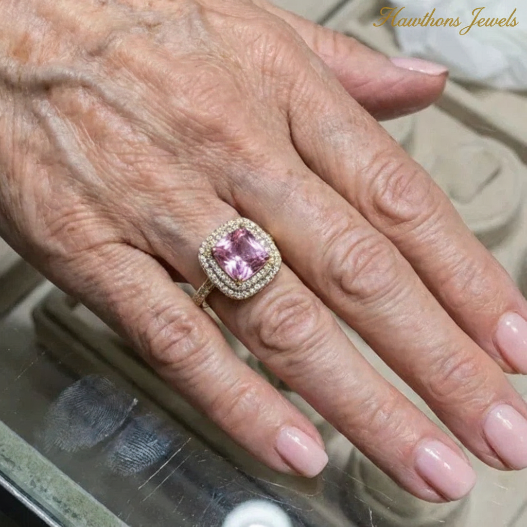Cushion Pink Sapphire Ring | White Gold