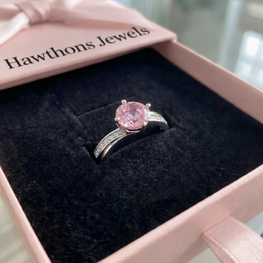 Moonlit Pink Contour Ring | White Gold