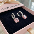 Pink Radiance Huggie Earrings | White Gold