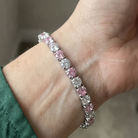 Pink Sapphire Duo Tennis Bracelet | White Gold