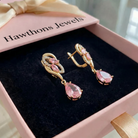 Pink Sapphire Glimmer Drop Earrings | Gold