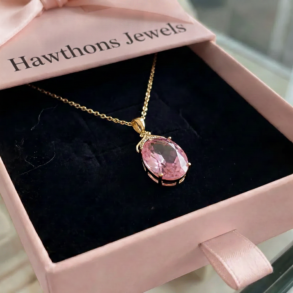 Pink Sapphire Imperial Oval Necklace | Gold