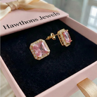 Pink Sapphire Pave Studs | Gold