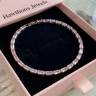 Pink Sapphire Prism Tennis Bracelet | White Gold