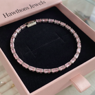 Pink Sapphire Prism Tennis Bracelet | White Gold