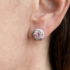 Pink Sapphire Round Studs | White Gold