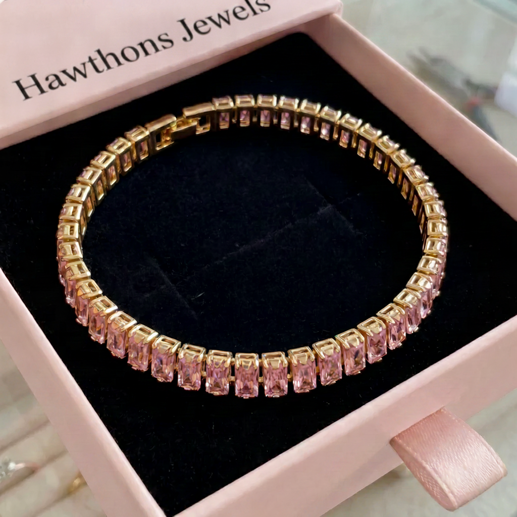 Pink Sapphire Vertéa Tennis Bracelet | Gold
