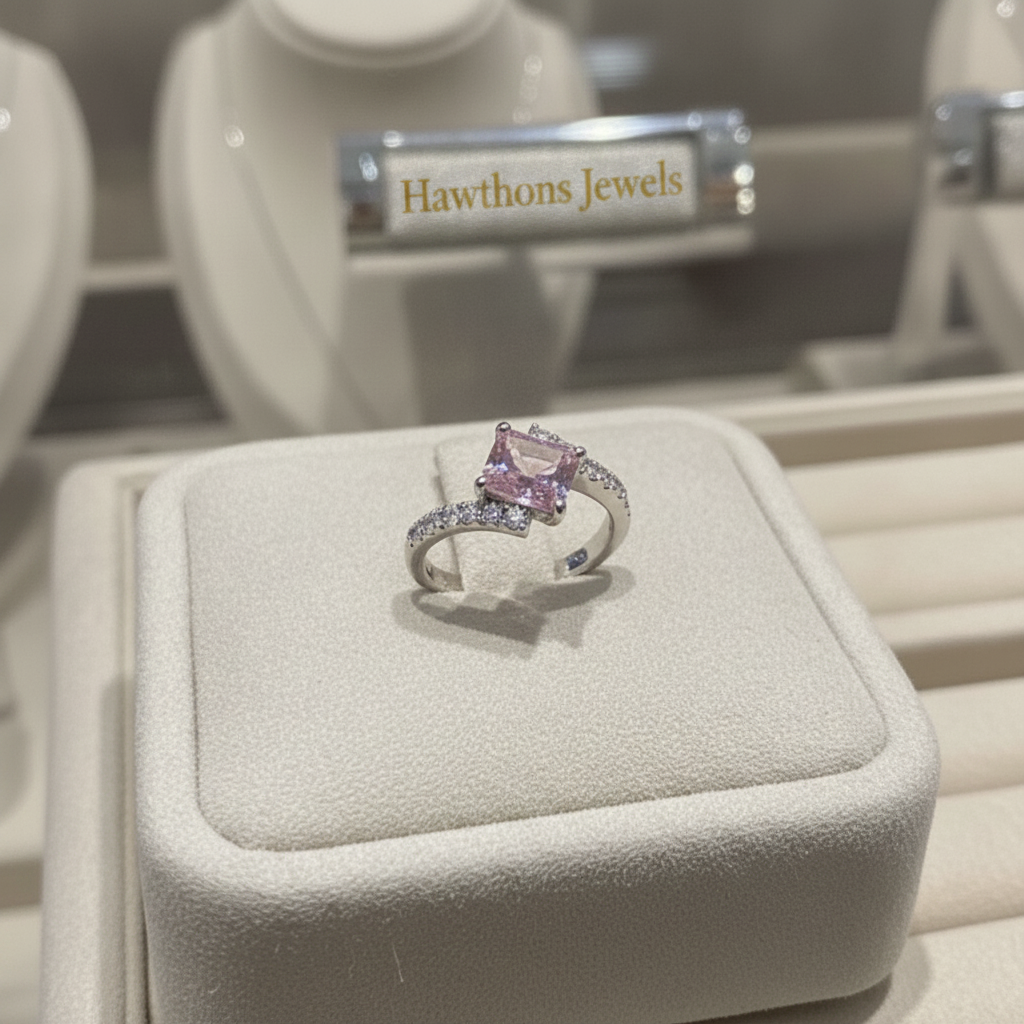 Pink Sapphire Vertex Ring | White Gold