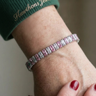 Pink Stripe Tennis Bracelet | White Gold