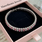 Pink Stripe Tennis Bracelet | White Gold
