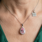 Pink Teardrop Necklace | White Gold