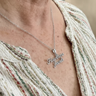 Rose Lotus Halo Necklace | White Gold