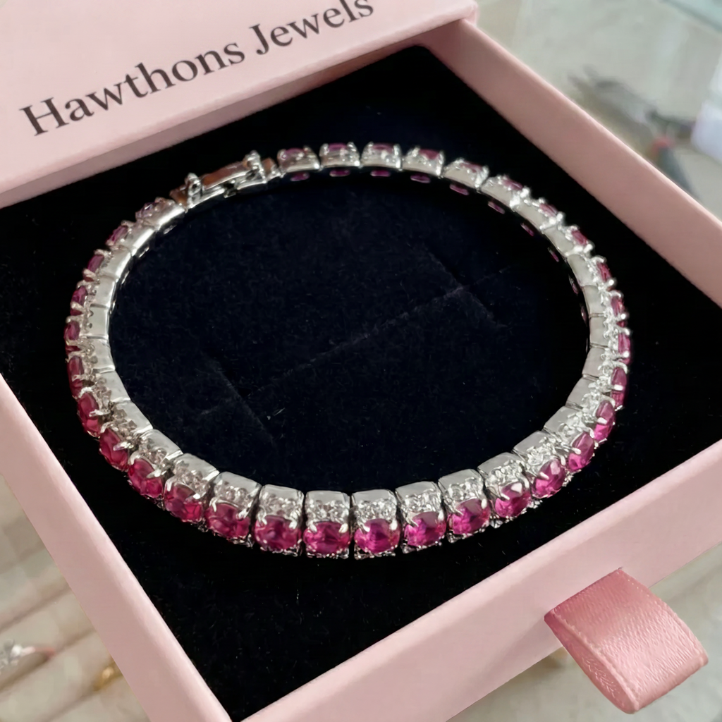 Roseglow Tennis Bracelet | White Gold