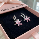 Thalia Pink Petalburst Earrings | White Gold